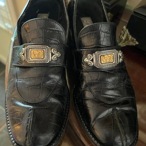 Brighton Black Croc Loafers Alligator shoes Women's 6.5 M Made in Italy - Picture 4 of 10